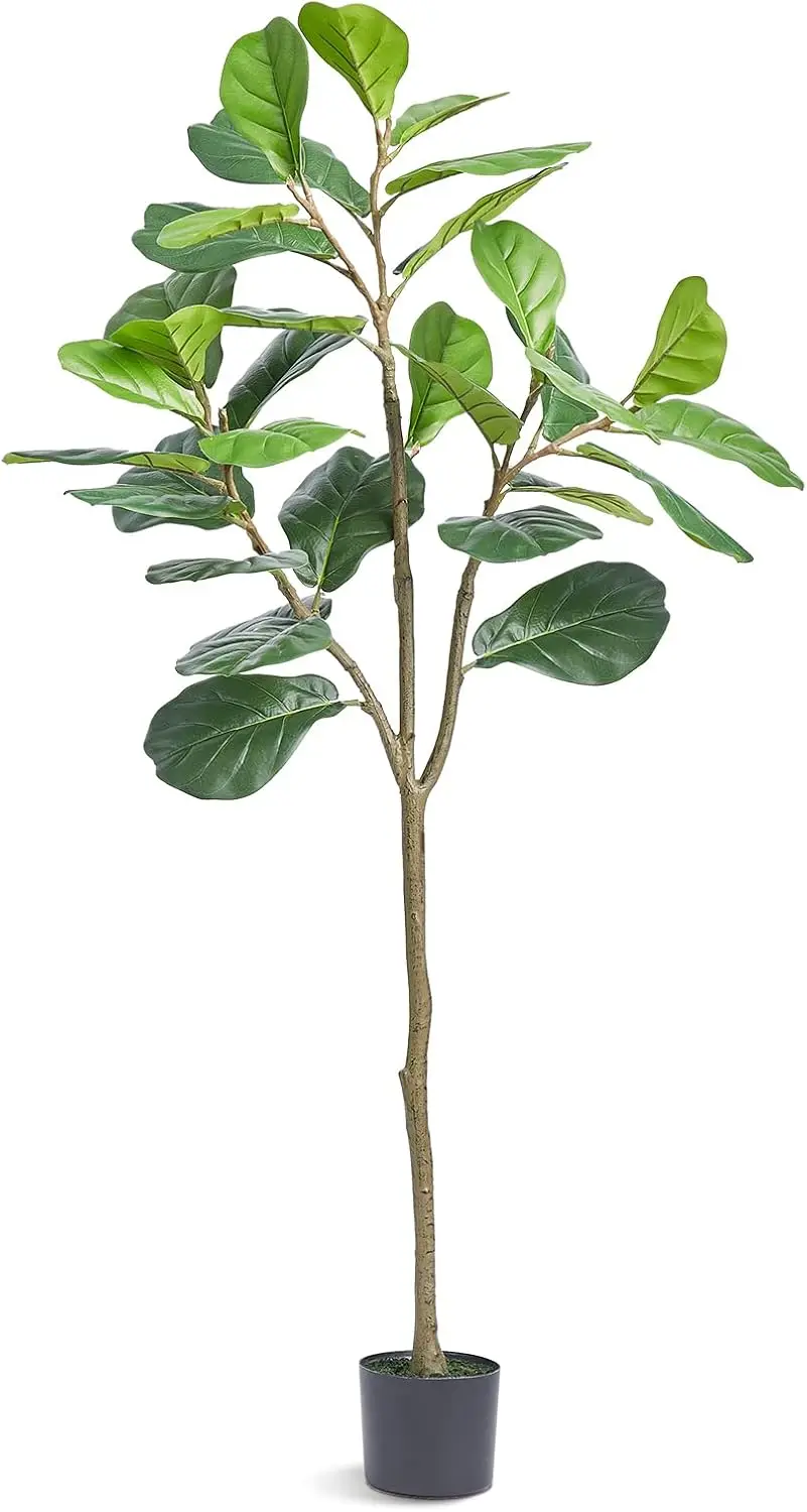 

Artificial Fiddle Leaf Fig Tree, 5 FT, Secure PE Material & Anti-Tip Tilt Protection Low-Maintenance Faux Plant