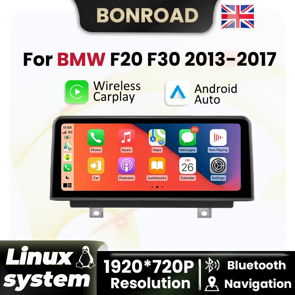 Bonroad Linux Wireless Carplay Android auto Car Radio For BMW Series 1 2 3 4 F20 F21 F22 F30 F31 F32 F33 F34 F36 2013-2017 GPS