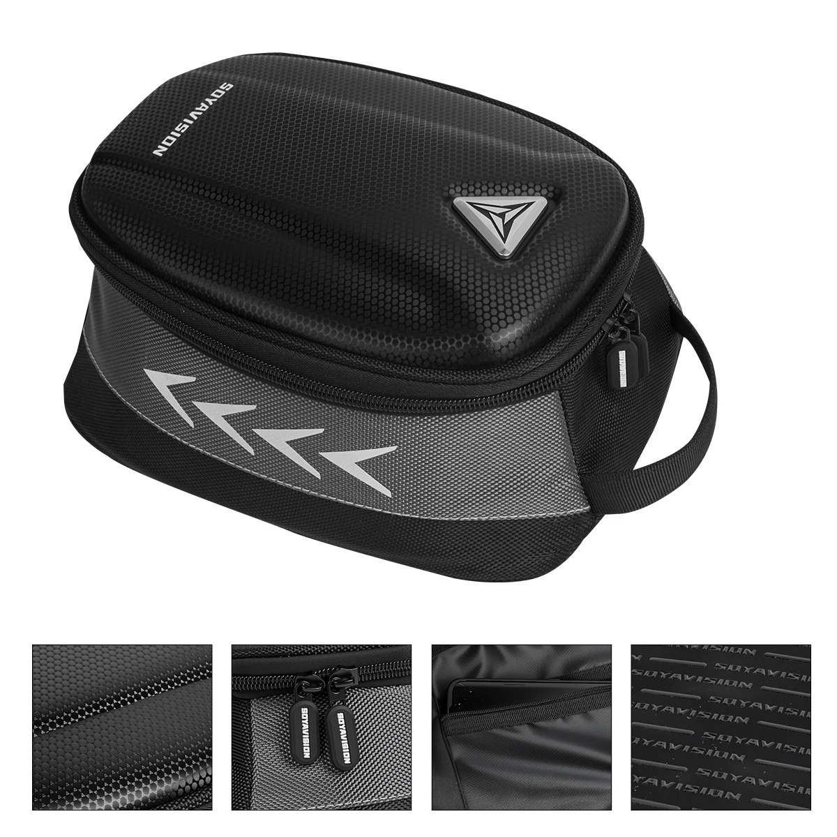 Magnetische Motorrad Tank Tasche EVA Hard Shell Motorrad Heizöl Tank Tasche 4,5 L Tragbare Karte Telefon Werkzeug Tasche Universal Schwarz – Detail 13