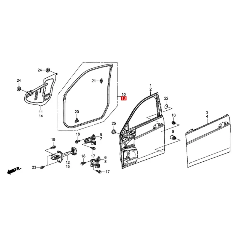 72350-TA0-A01  72310-TA0-A01 Suitable for Ho nd a 08-13 Ac cord Car door and window sealant strip, body waterproof sealant strip