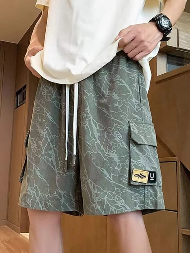 

American Dyed Workwear orts Men's Summer Thin Ice Silk Qui Dry Loose Sports Five-Point Beach Casual Pants Straight Leg