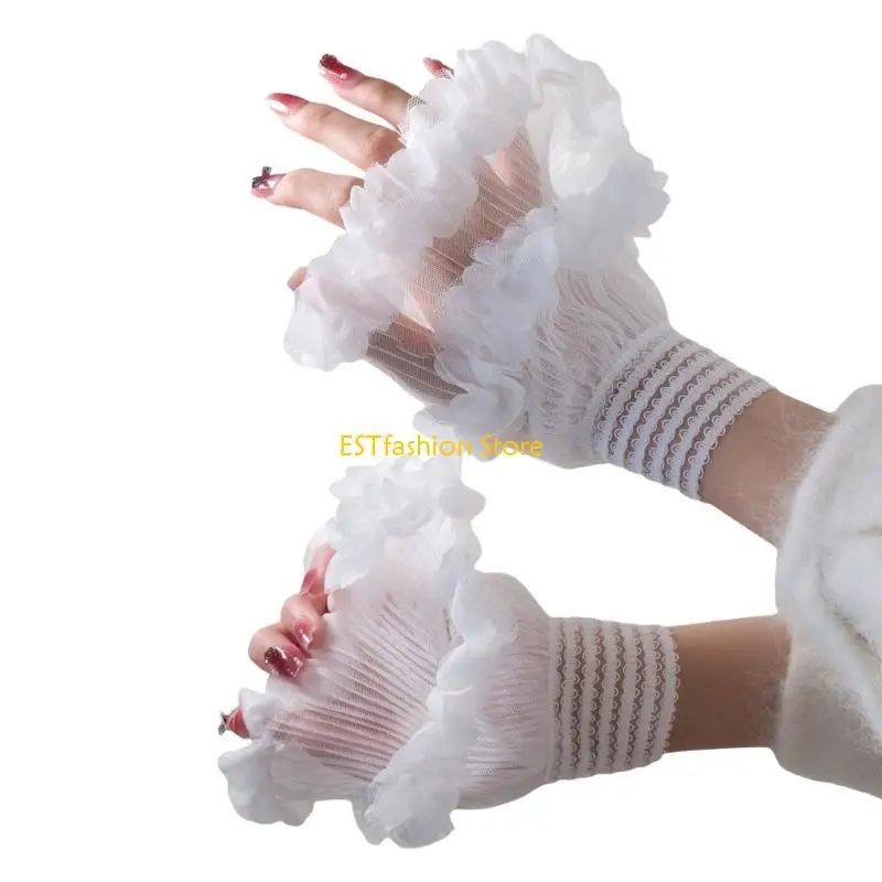 y5gc-lolitas-layered-ruffle-arm-sleeves-fashion-short-fingerless-gloves-hand-sleeves