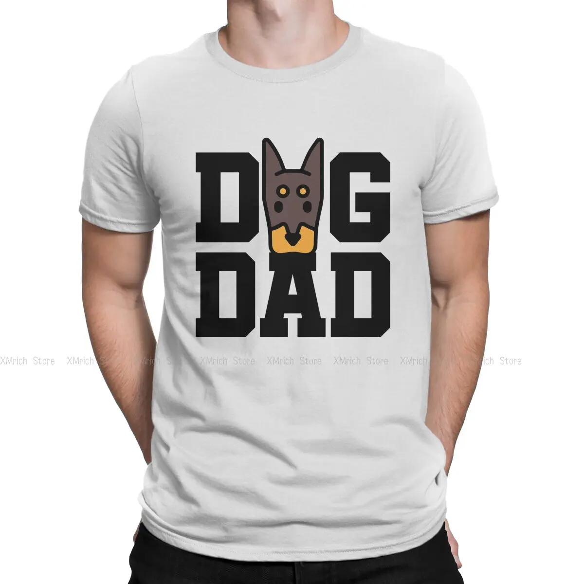 Men's Doberman Dog Dad T Shirt Doberman Dad Dog 100% Cotton Tops Fashion Short Sleeve Round Neck Tees 6XL T-Shirt