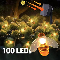 Solar Bee String Lights Outdoor Fairy Light Chritmas Garland 8 Modes Waterproof Patio Light for Garden Party Decor