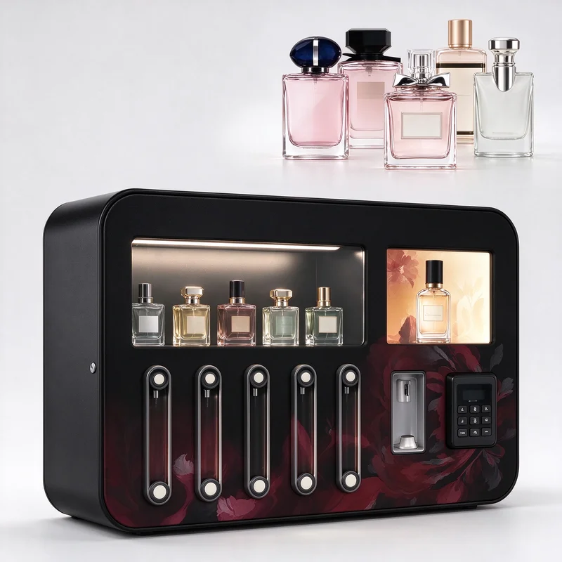 Perfume Vending Machine Anti‑scratch Metal Surface Integrated Payment Terminal for Leisure Club Fragrance Self Dispensing Kiosk