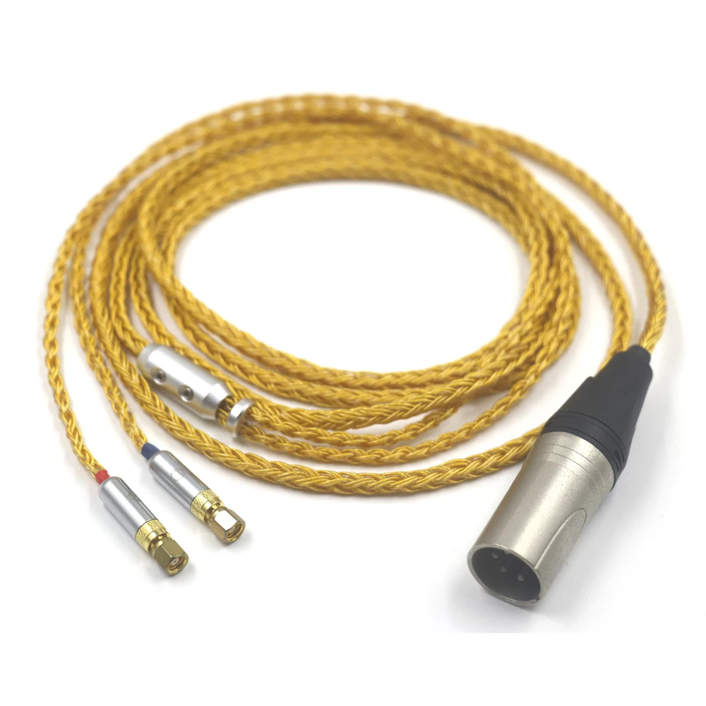 Haldane 16 Core 99% 24k Gold Plated OCC Headphone Upgrade Cable for (with Screw) Hifiman HE6 HE5 HE400 HE500