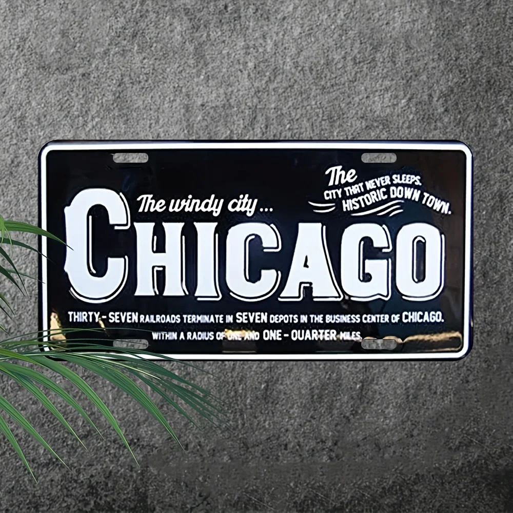Chicago Decorative Metal License Plate - Aluminum Car Tag, Durable & Waterproof, Rust-Proof, Perfect Gift for Men and Women, S