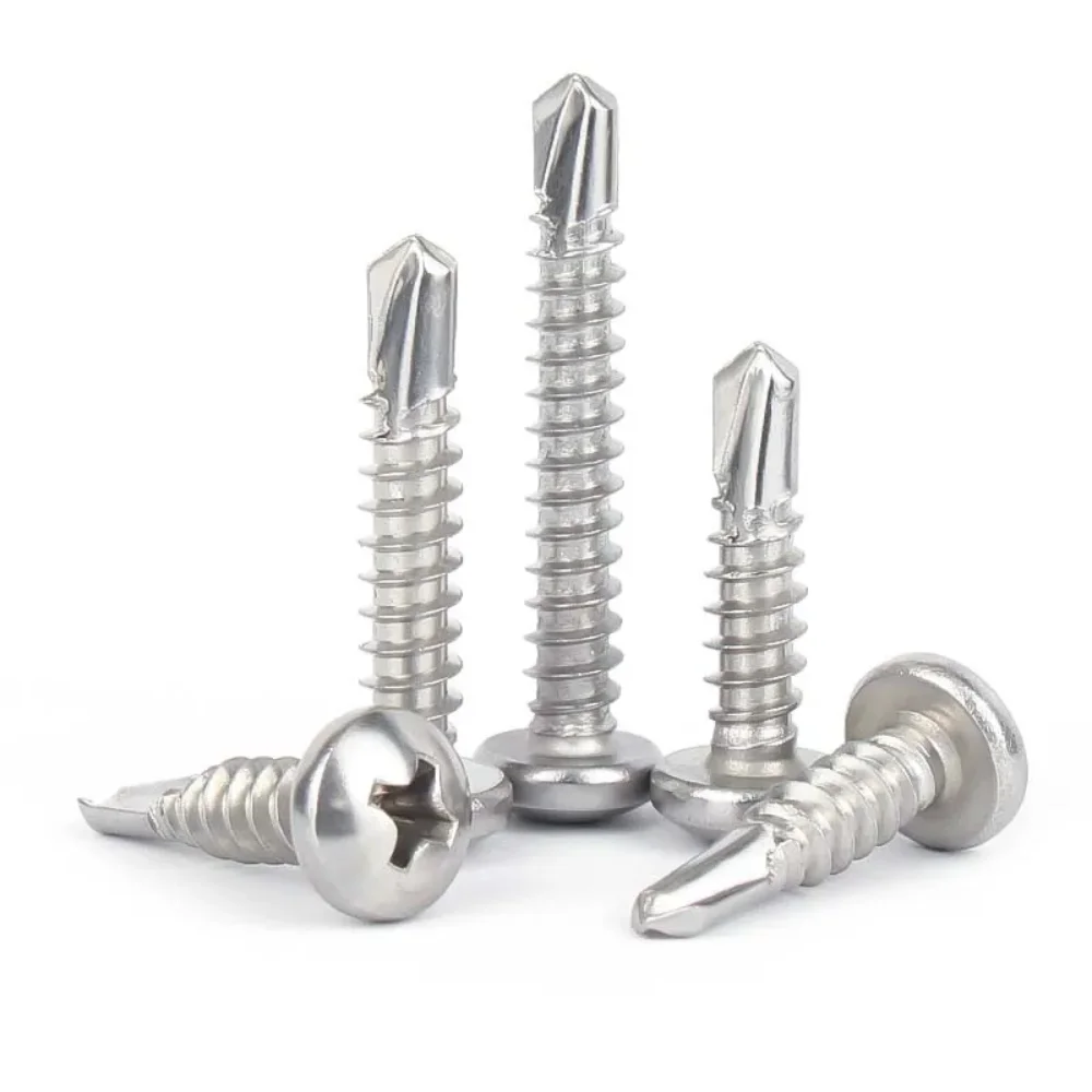 Stainless Steel/Carbon Steel Self Drilling Phillips Screw Wood Thread Self Tapping Screw Pan Head Self-Tapping Bolt M3.5~ M6.3