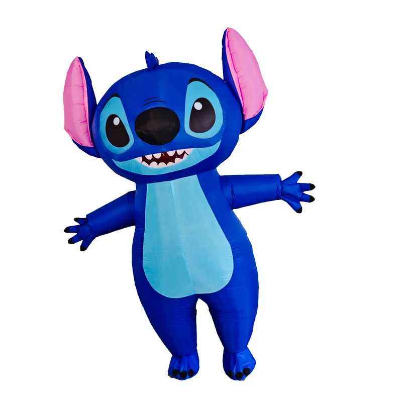 Blue Lilo Stitch Inflatable Cosplay Costume Disney Cartoon Character Blow-up Suit for Adult Costumes Deluxe Halloween Carnival P