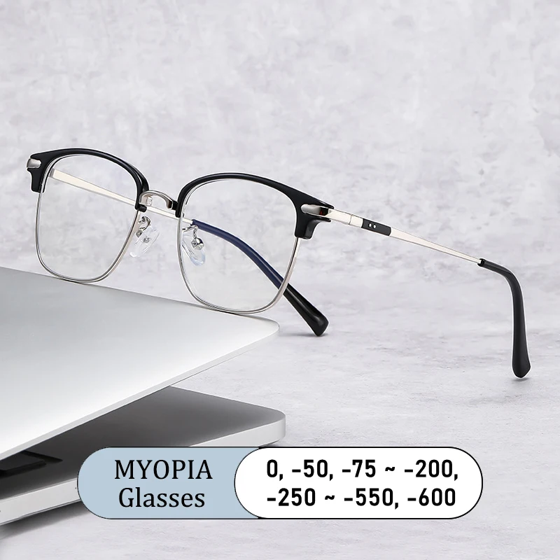 

Brand Design Men Women Eyebrows Eyeglass Frame Anti Blue Light Shortsightedness Prescription Myopia Glasses Photochromic 0~-600