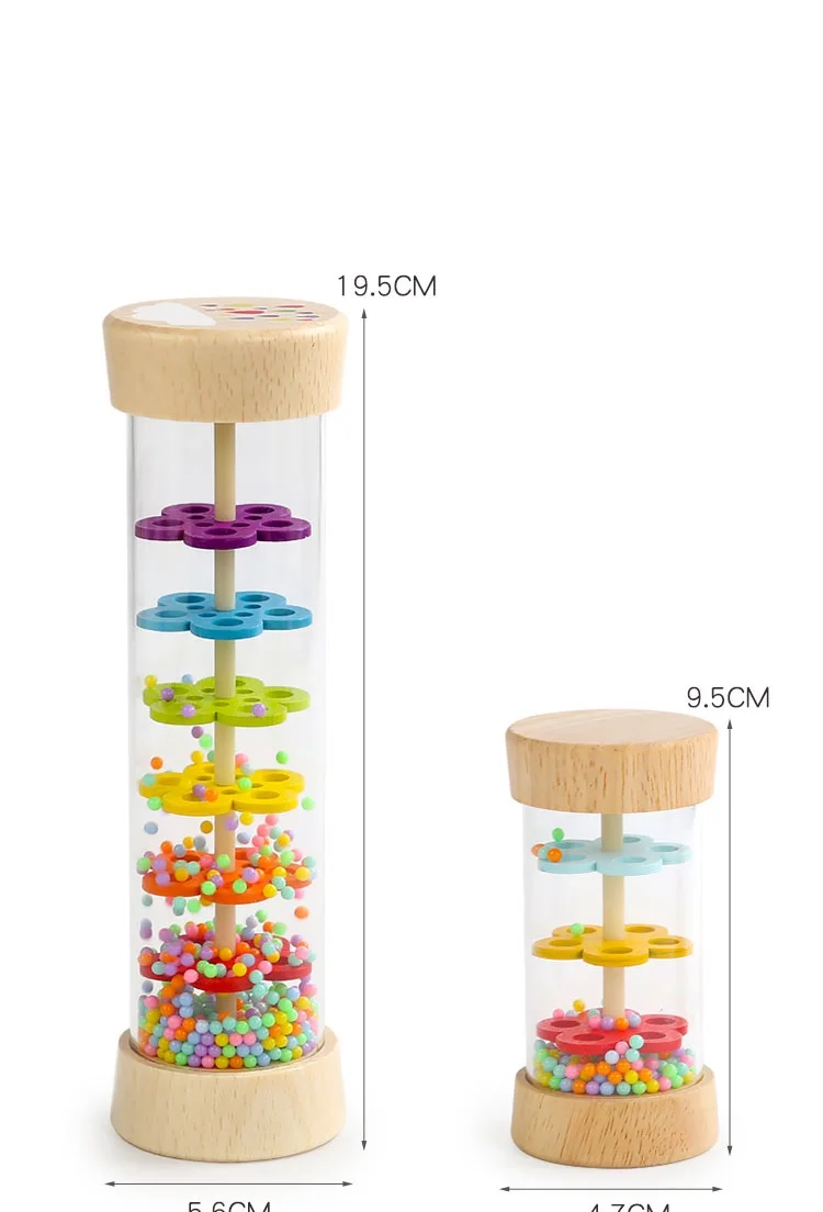 Jouets mentaires oriels Montessori pour enfants, anciers de pluie pour bébé, sablier arc-en-ciel, hochet musical, jouet coloré