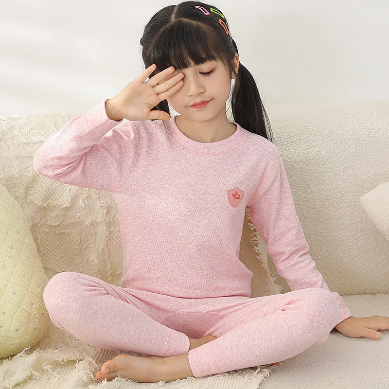 Pajamas Boys Clothes 2-12 Years Soft Cotton Pijamas For Girl 2 Pieces New Year Sleepwear Kids Thermal Underwear Set Fall Winter