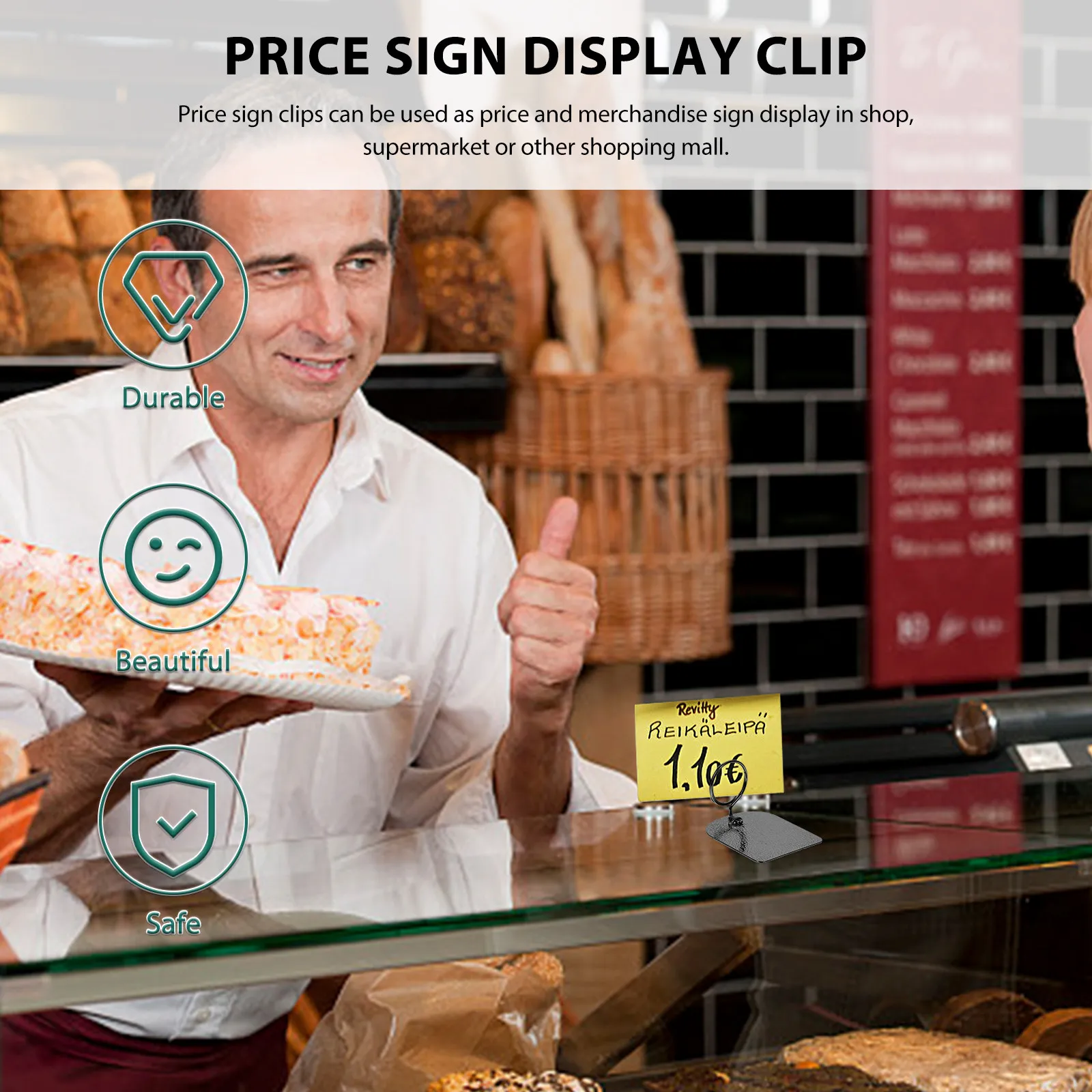 

3Pcs Metal Price Tag Clips Heavy Duty Rust Resistant Display Holder for Supermarket Retail Store Shelf Price Label Clamp