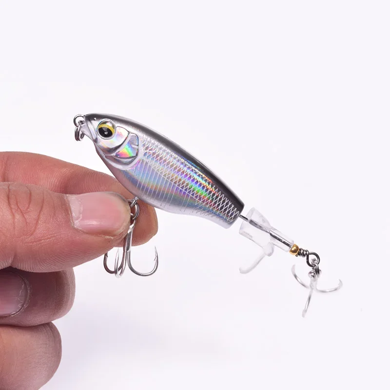 1 Pc Topwater Plopper Fishing Lure 7.5cm 6.5g Pencil Hard Artificial Bait Bass Soft Rotating Tail Wobblers Fishing Tackle