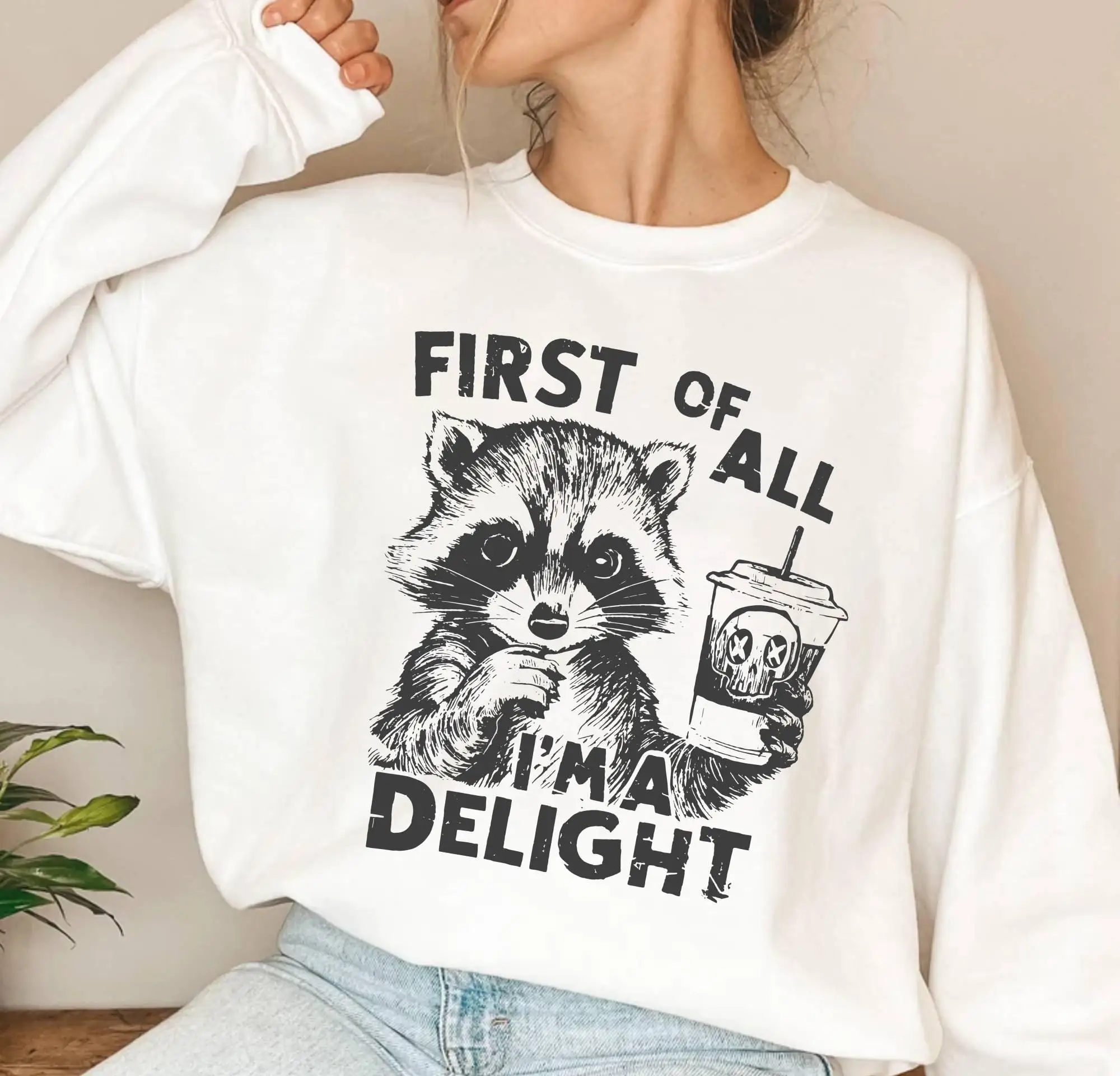 

First of All I'm A Delight Sweatshirt Hoodie Men's and Women's Round Neck Sweatshirts Y2k Tops Autumn Pullover Women Clothing