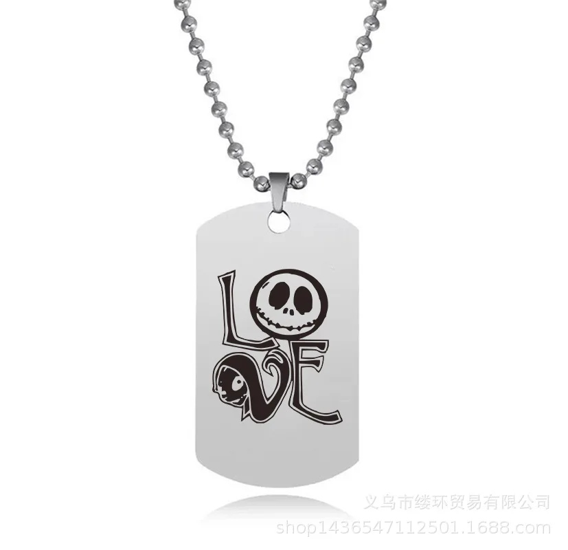 Disney The Nightmare Before Christmas collana militare in acciaio inossidabile bambini Unisex natale Halloween Sautoir Jewel Gift