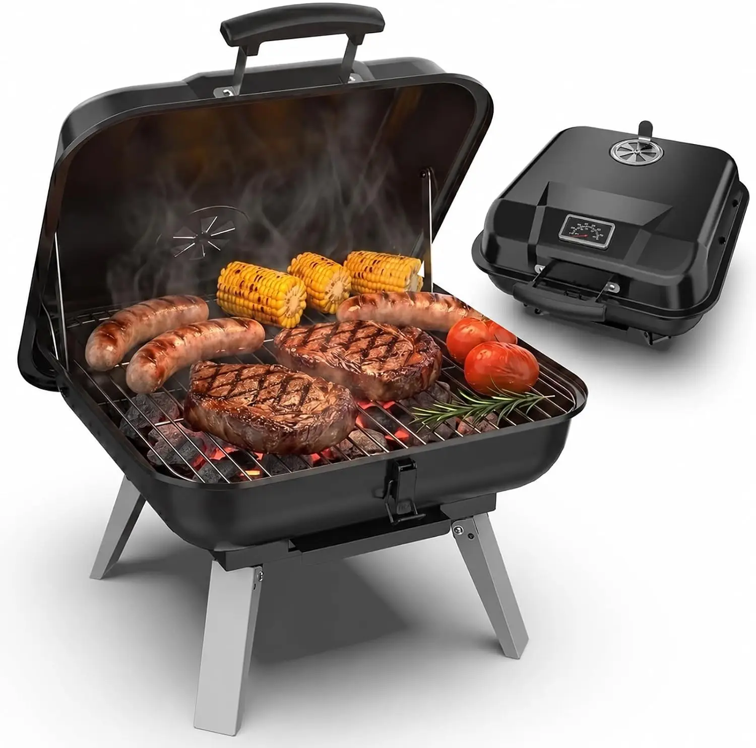 Compact Folding Charcoal BBQ Grill, Portable Tabletop Grill for Outdoor Camping