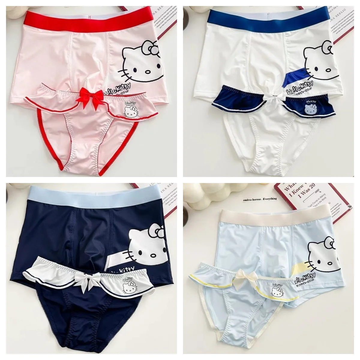 

Новое нижнее белье Sanrio, 2 шт., нижнее белье для пар, аниме «Hello Kitty», женские трусы с героями мультфильмов, мужские боксеры, дышащие короткие трусики, нижнее белье для влюбленных, подарки