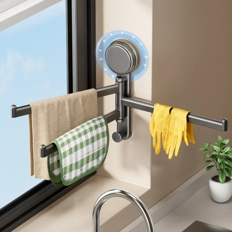 

Kitchen rag rack, dishwasher, windowsill, multi-rod rotatable drain rack, wall-mounted towel rack