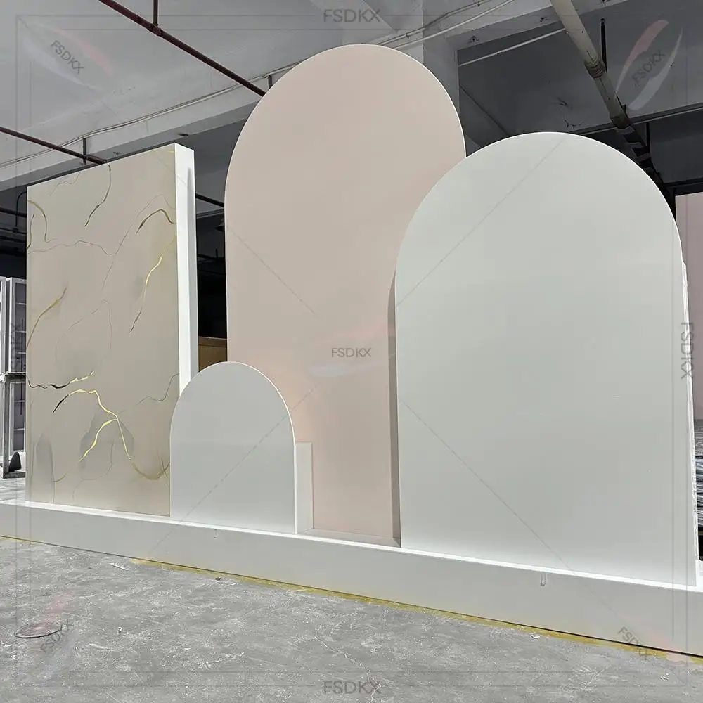 

Hot Seling White Wedding Acrylic Backdrop Stand Wedding Arch Party PVC Background Decoration