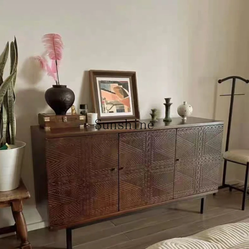 

Solid wood entrance cabinet retro and old decorative furniture shoes storage storage custom model