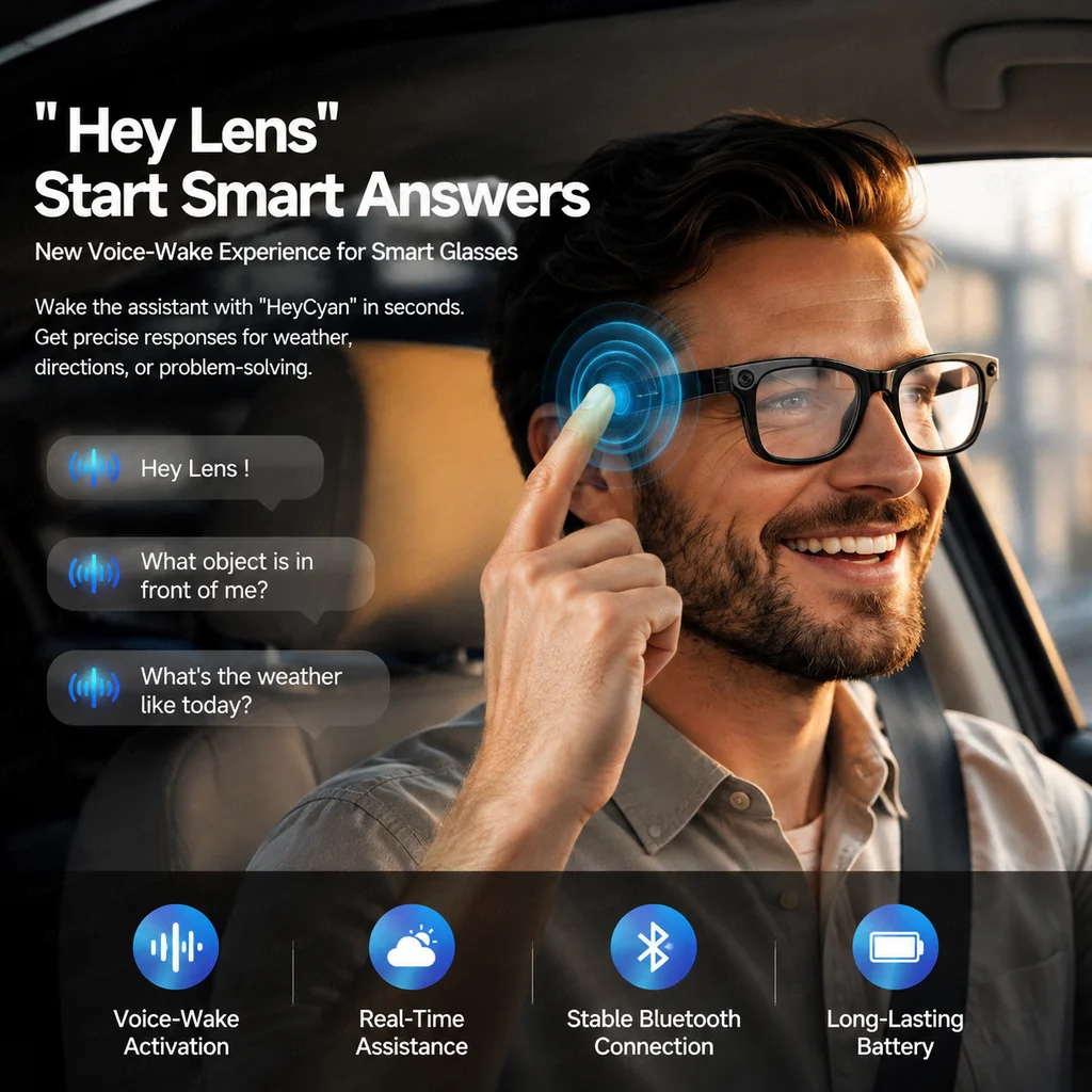 Smart Glasses with AI Function High-Definition Camera Translation Conversation Video Recording Office and Business Smartglasses