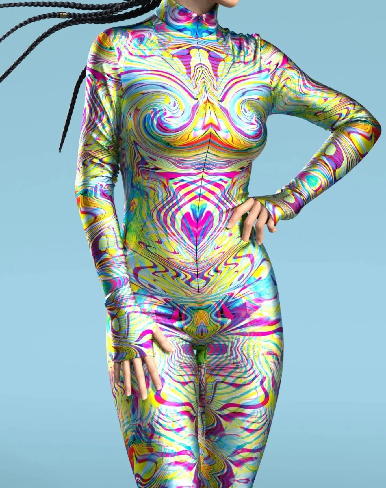 Bunter Regenbogen Abstrakte Geometrie Aerial Yoga Anzug Damen Enger Jumpsuit Karneval Urlaub Party Cosplay Kostüme Ausgefallener Bodysuit – Detail 3