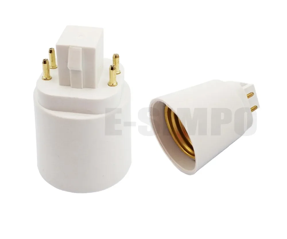 

4pcs CFL 4pin GX24Q to E27 LED Lamp Holder Light Socket Bulb Base Converter G24q-1,-2, -3 to E27/e26 Adapter Need Remove Ballast