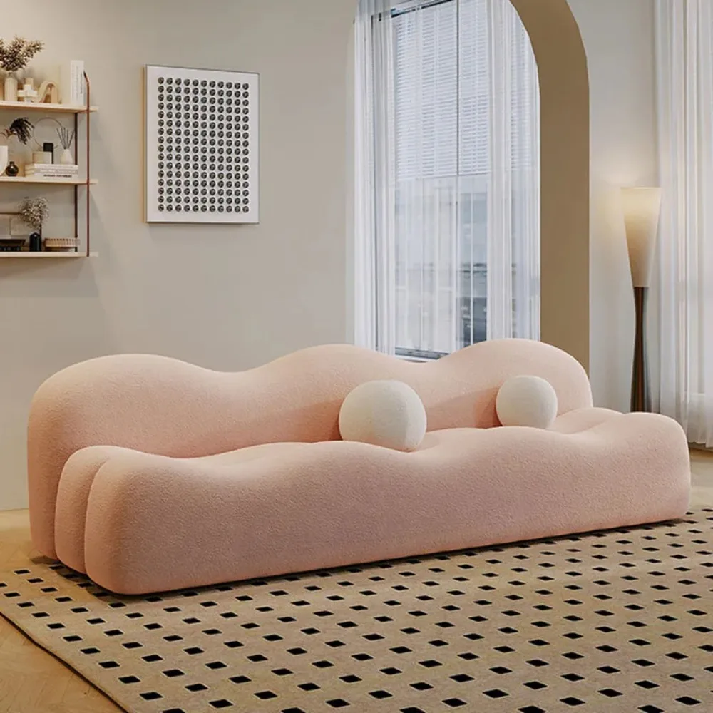 

Прямой розовый диван среднего века, ленивый минималистичный диван для чтения для отдыха, высокое качество, индивидуальная мебель для дома