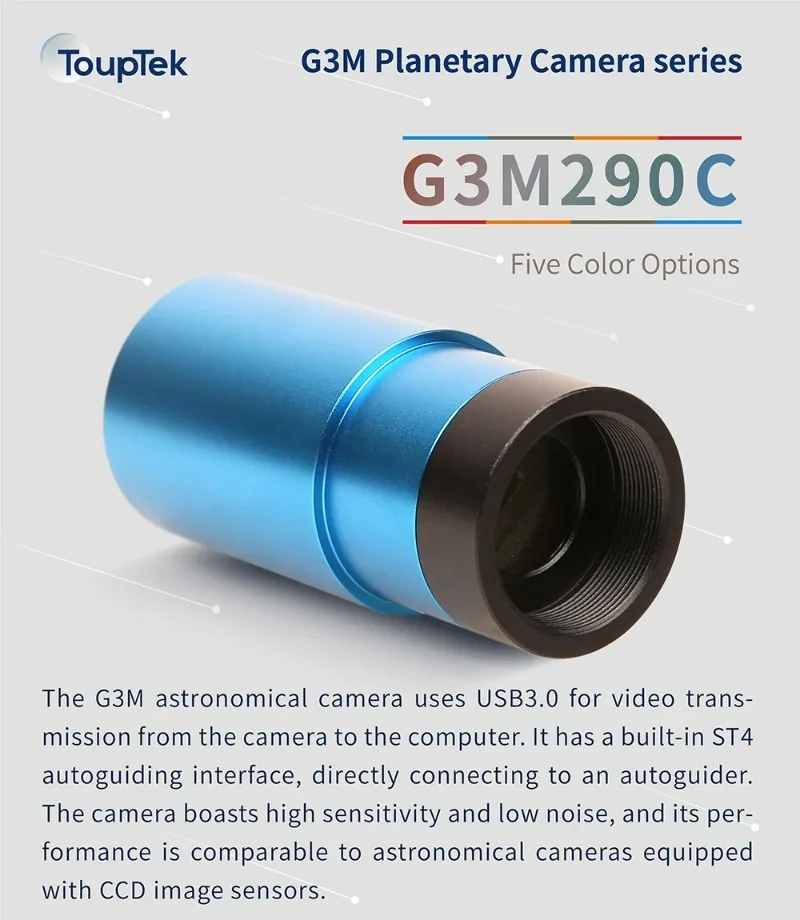 TOUPTEK G3M290C USB3.0 Astronomical Guiding Camera 2.0MP Color Sony IMX290 CMOS for Planet Imaging Telescopic Photography