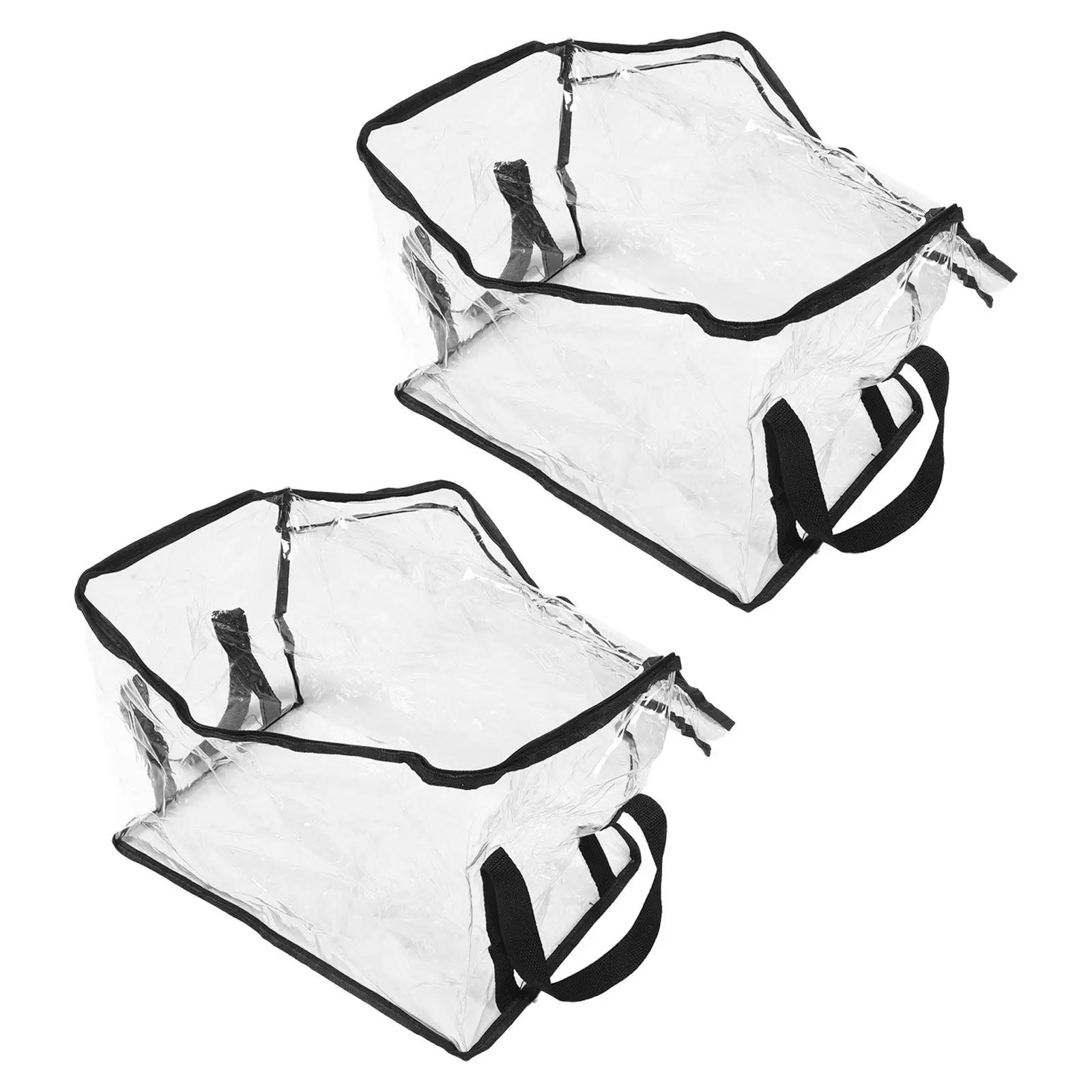 

2Pcs Transparent PVC Book Organizer Cube Collapsible Clear Storage Case with Handle Ideal for Textbooks Documents Study Space