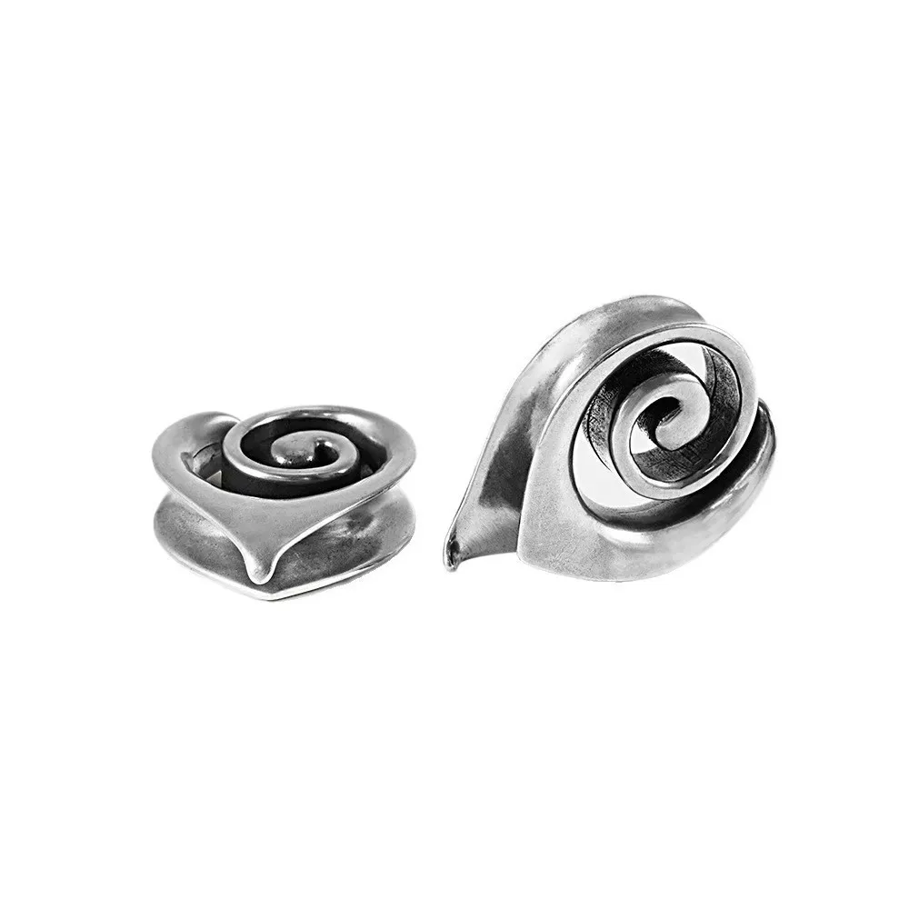 

Spiral Ear Hangers 1 Pair Saddle Ear Gauges for Stretched Ears 8-25mm Swirl Plug Drop Earrings Silver/Antique Bronze