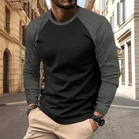 T-shirts pour hommes à manches longues col rond Pactwork manches Raglan décontractées couleur assortie pour hommes nouveau printemps automne T-shirts hommes vêtements haut 5