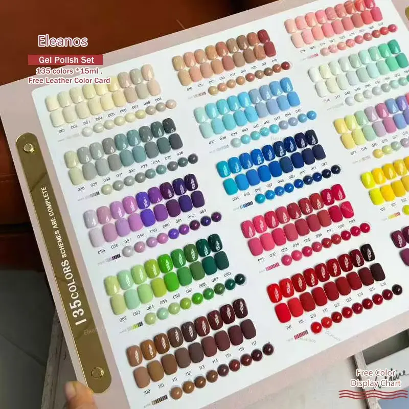 Eleanos 135 kleuren nagelgellak set met kleurenkaart 2025 Nail Art Niet-giftig TPO GRATIS UV-gelkit Nagelsalon Learner Kit