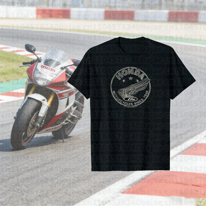 

2025-26 летняя модная рабочая одежда Honda Moto Honda с графическим рисунком, футболка из 100% хлопка с принтом, свободная повседневная удобная и дышащая