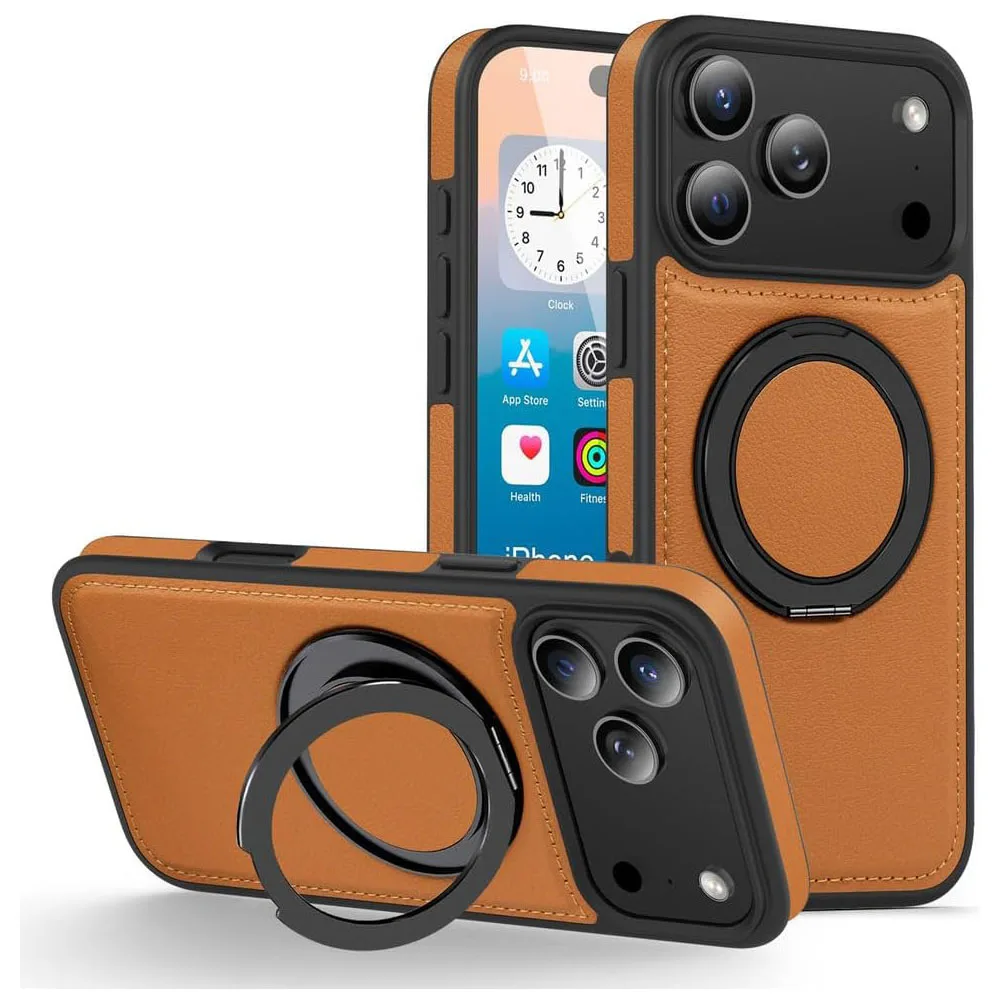 

Slim Case for iPhone 17 Pro Max/17 Pro/Air/17 - Business Leather, Ring Holder, Car Mount, Magnetic Suction
