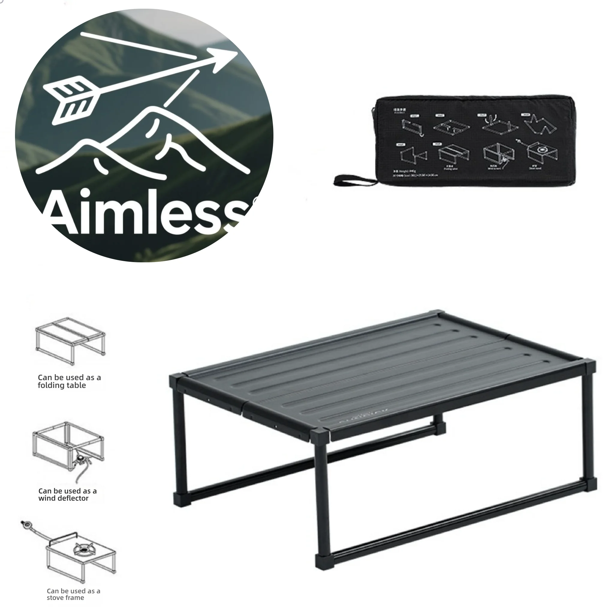 

Outdoor portable folding table for camping, picnicking, household use, multi-functional barbecue table, windscreen, equipment