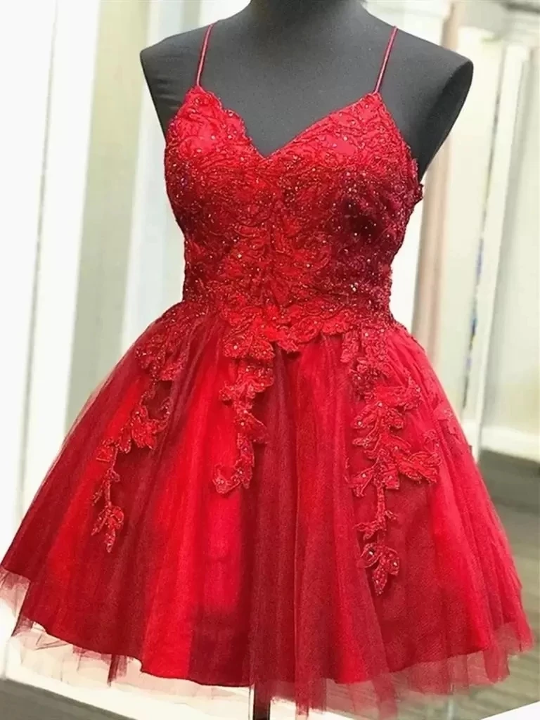 

ANGELSBRIDEP Sweetheart Short Homecoming Dresses Vestidos De Festa Spaghetti Straps Applique Graduation Formal Party Gowns