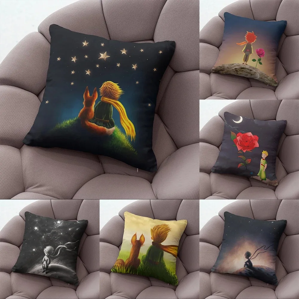 

45x45cm Peach Skin Little Prince Print Cartoon Pillowcase Bedroom Sofa Chair Car Waist Pillow Cover Home Party Cushion