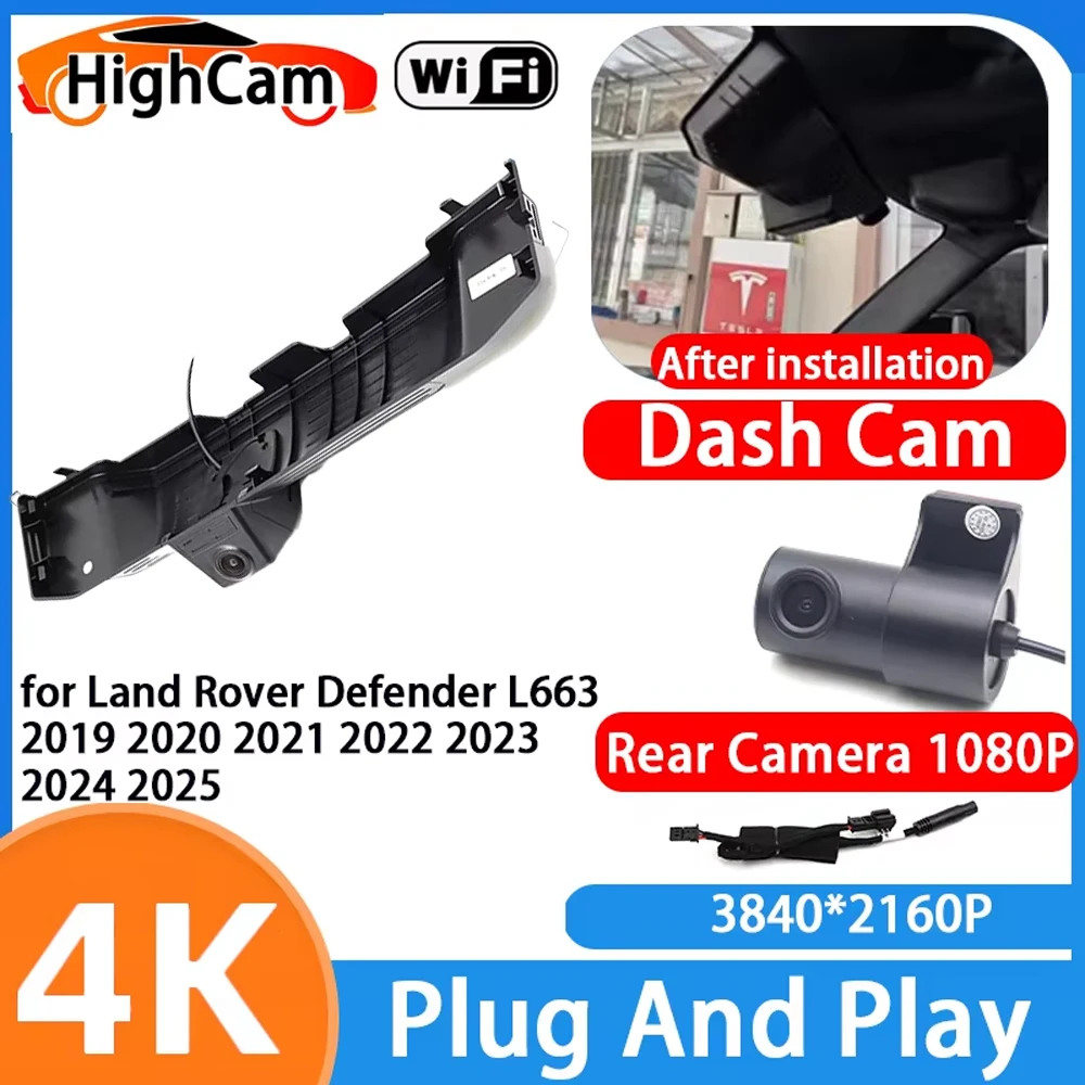 HighCam for Land Rover Defender L663 2019-2025 4K 2160P Wifi Car OEM DVR Video Recorder Dash Cam Front Rear Camera Plug and Play