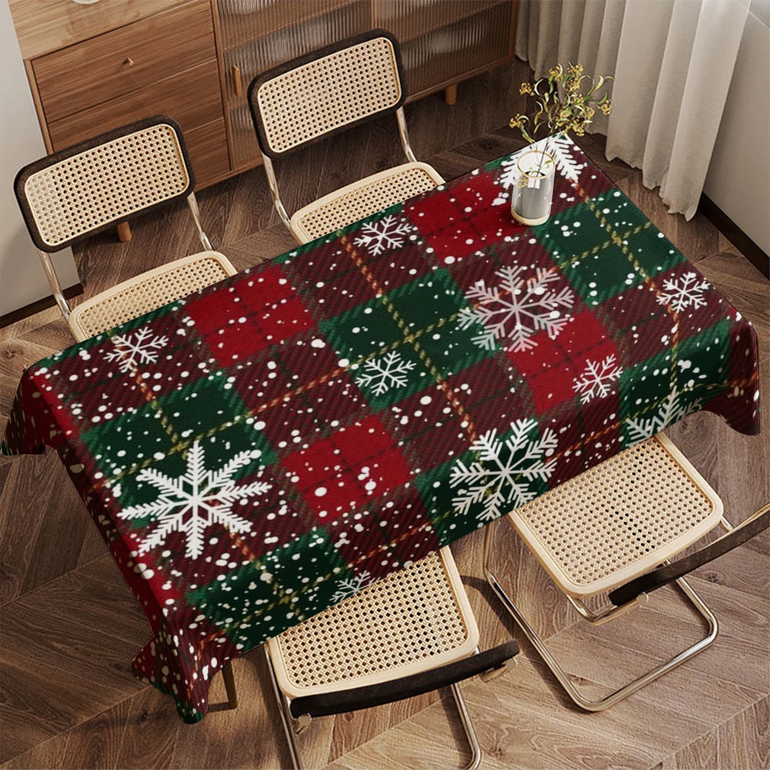 Christmas Snowman Pattern Restaurant Kitchen Tablecloth Living Room Home Decoration Rectangular Party Decoration