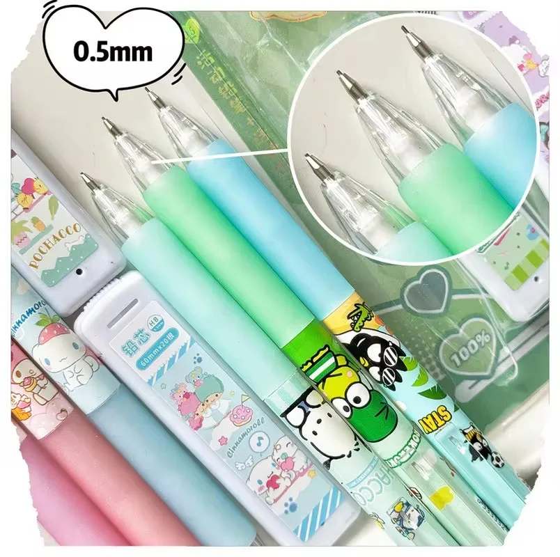 12/24pcs Anime Sanrio Mechanical Pencil Set Kuromi Melody Student Pencil 0.5 Refill Not Easy To Break Lead Stationery Gift