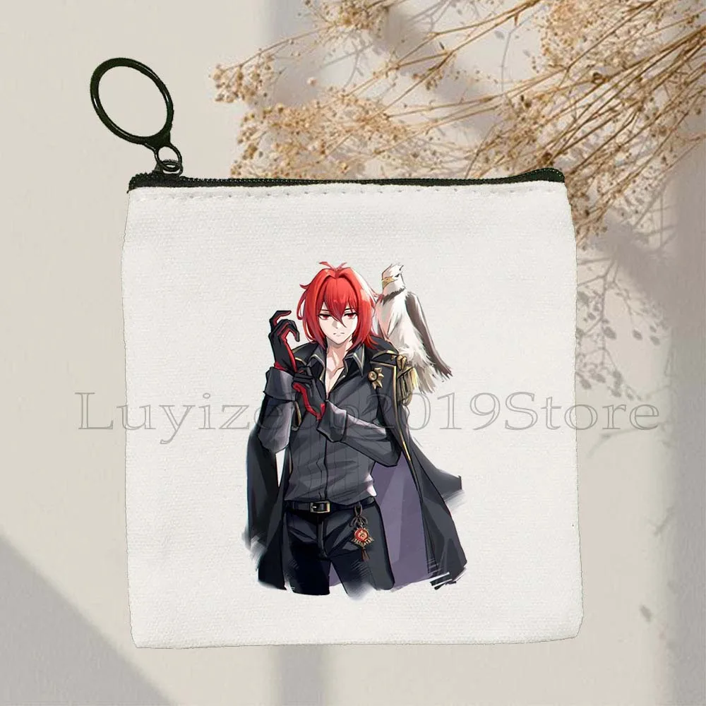 Zhongli Childe Eula Fischl Ganyu Xiao Genshin Impact Beidou Bennett Chongyun Diluc Anime Canvas Coin Purse Key Bag Wallet Pouch