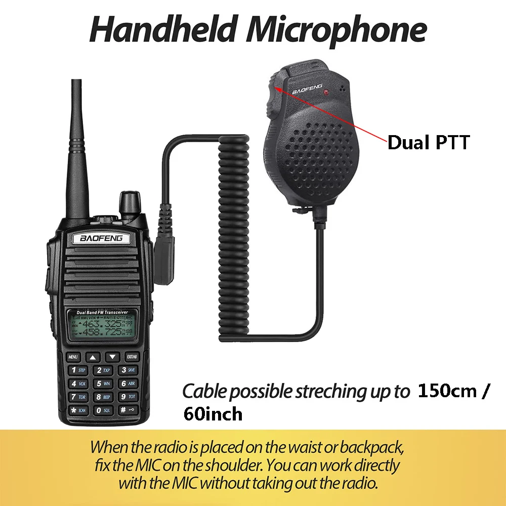 Imagem -05 - High Power Walkie Talkies Long Range Two Way Radio Dual Ptt Dual Band Ham Radio Portátil 8w Baofeng-uv82