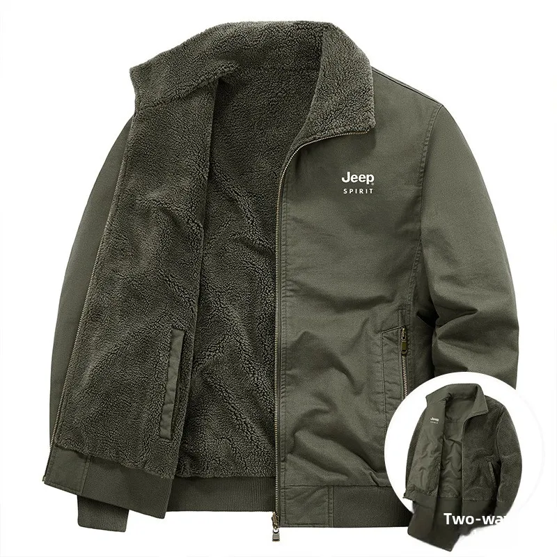 

Мужская хлопковая куртка на осень-зиму, новая, двусторонняя, утепленная, свободного кроя, теплая, рабочая, повседневная, на молнии