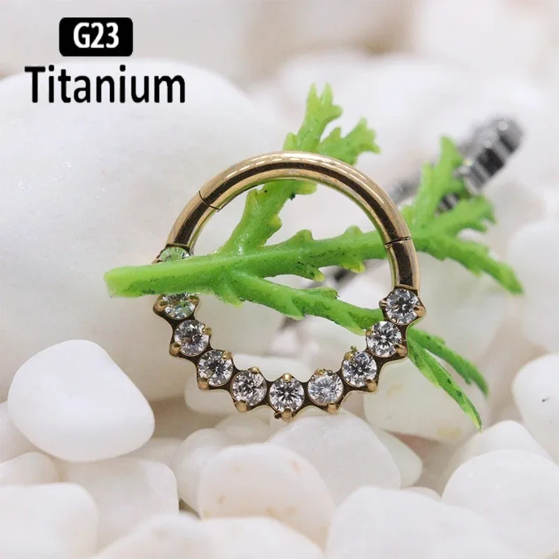 

ASTM F136 Titanium Piercing CZ Daith Earring Hoop 16G Hinged Septum Clicker Tragus Helix Earring Nose Ring Piercing Body Jewelry