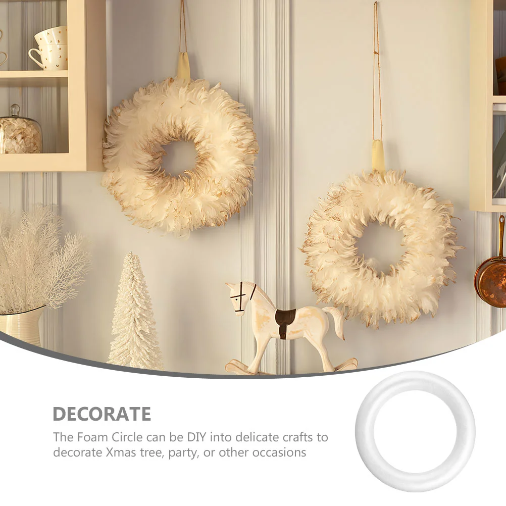 Tinsel Garland Wreaths for Crafts Foams Circle Party Decorate Festival Model Novelty Unfinished White