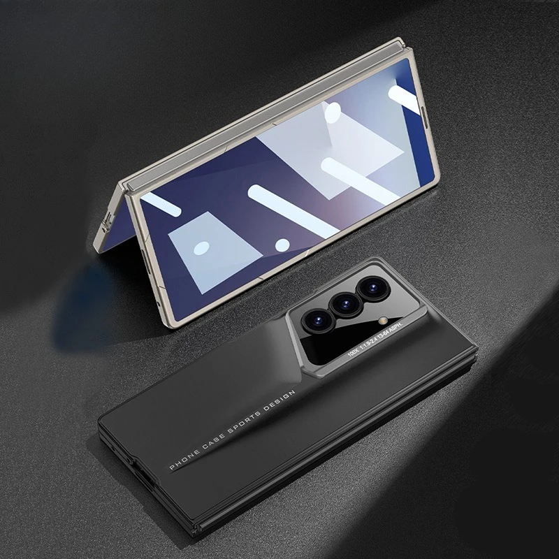 

Матовый чехол для телефона с тонкими отверстиями + стальная пленка для Samsung Galaxy Z Fold 7 Zfold 6 5 4, ультратонкий защитный твердый чехол с полным покрытием