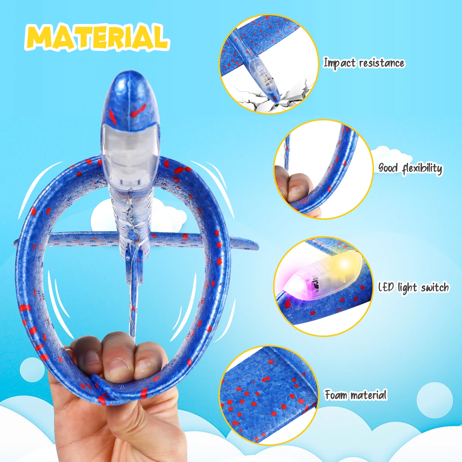 

2pcs 2 Packs Glider Planes for Kids Foam Airplanes Toy with LED Light Flying Outdoor Non Remote Control Plane Toys Kids Gifts