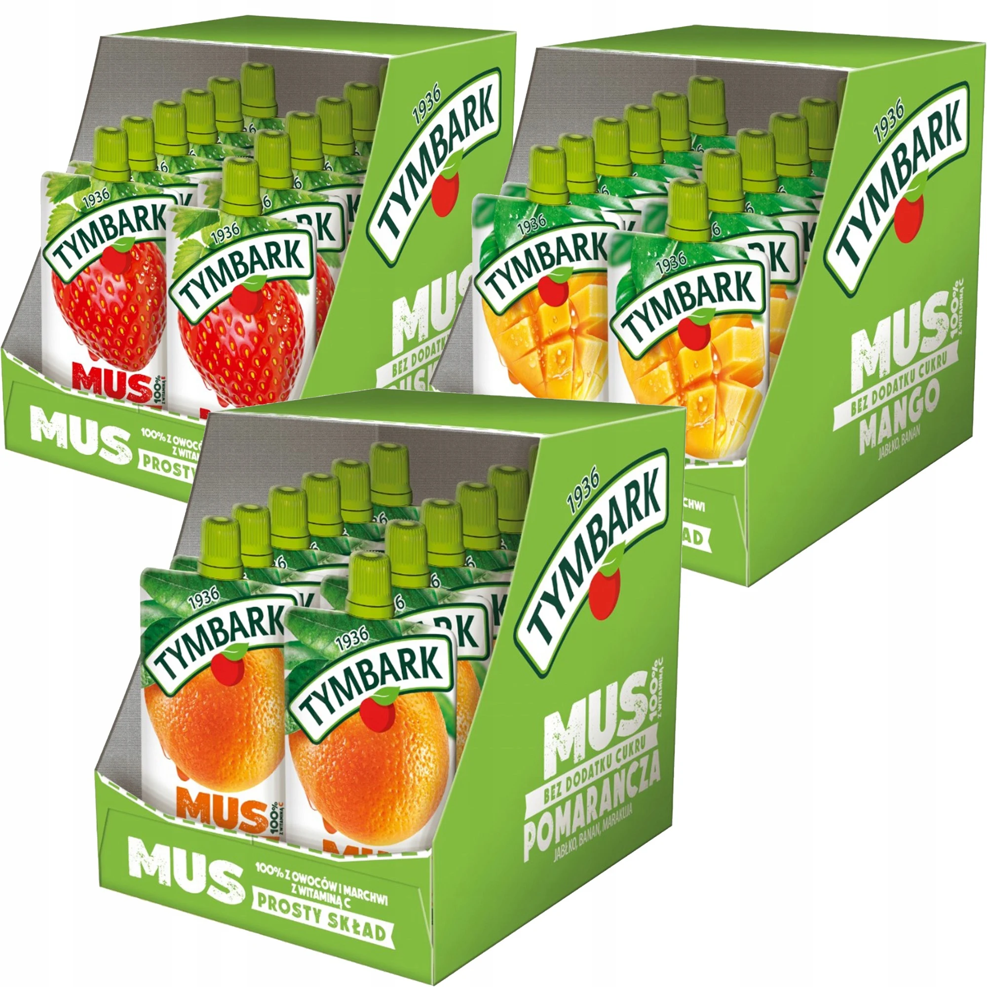 Tymbark Mus 100% fruit IX 3 flavors 120g x 36 pieces